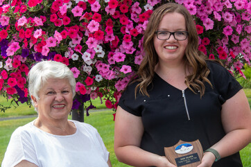 Mayor Maggie Kronen and 2020 Young Citizen of the Year Sara Salmon