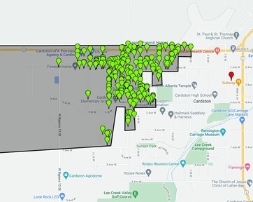 Map of possibly affected residents. (click to enlarge)