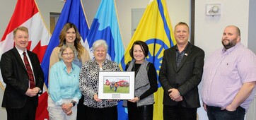 From Left to Right: Cllr. Allan Burton, Cllr. Marsha Jensen, Cllr. Paula Brown, Mayor Maggie Kronen, Glenda Farnden, Martin Ables, Cllr. Jared Kenly